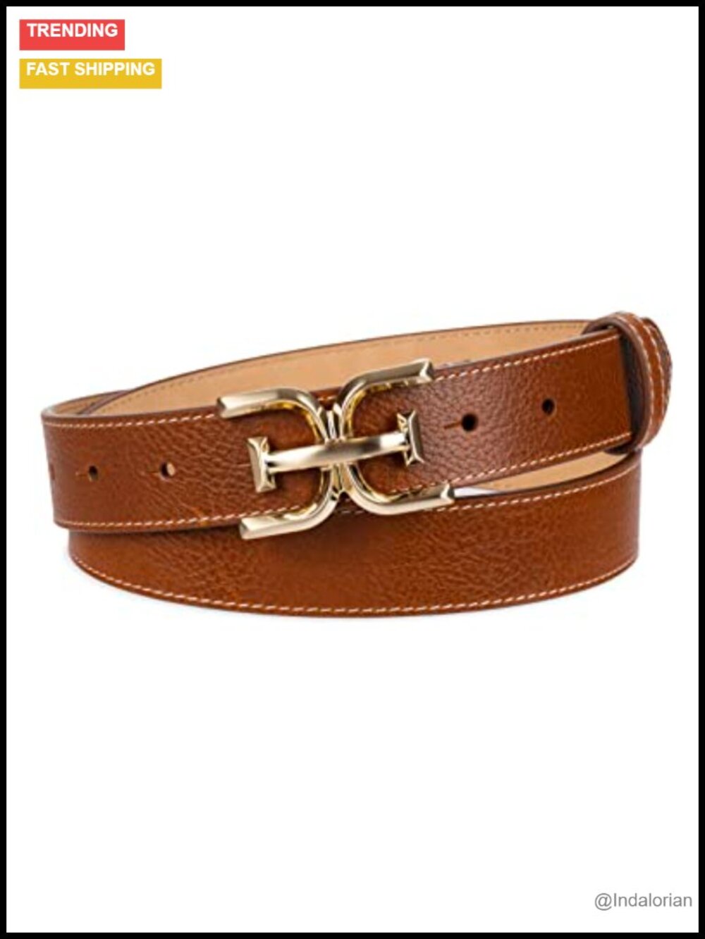 Slim Textured Belt Double-E Plaque Logo Buckle for Jeans Dresses